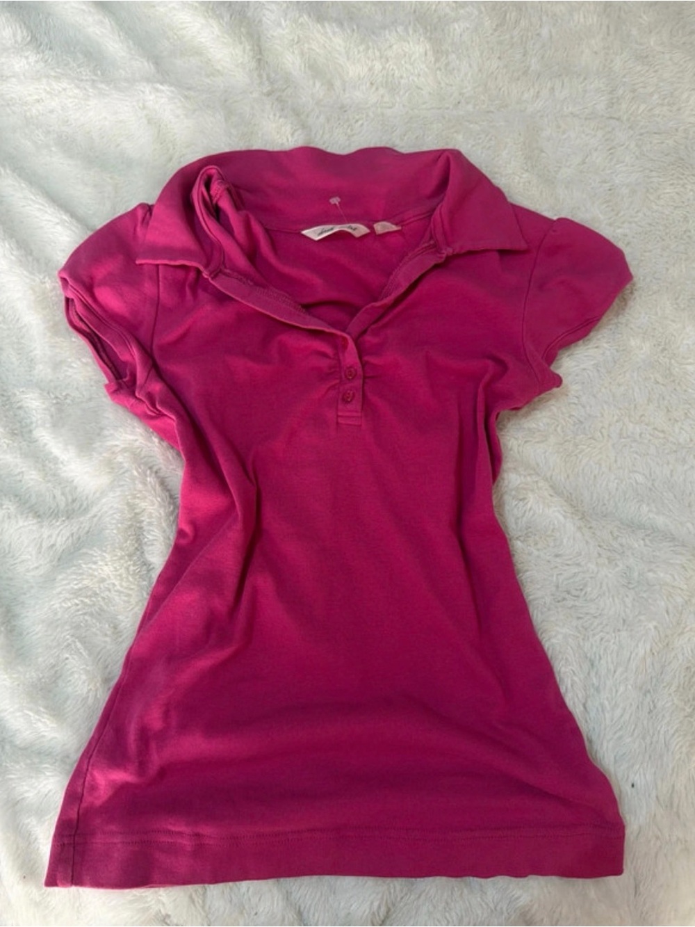 Women's Pink Derek Heart Polo-Style Short Sleeve Top